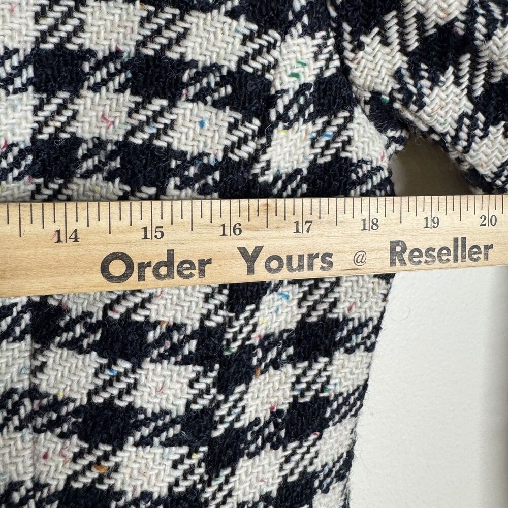 Talbots Blazer Womens 10 Black White Houndstooth Wool Blend Tweed Jacket office - Picture 9 of 12